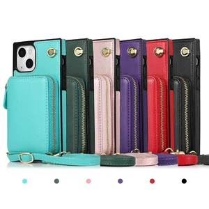 For iPhone 16 15 14 13 12 Pro Max XR SE3 Heavy Duty Crossbody Zipper Wallet Case - Picture 1 of 77