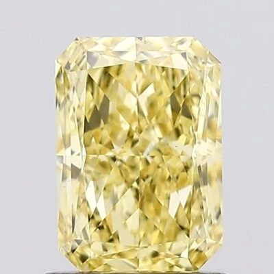 Radiant Cut 1.09 Cts Fancy Vivid Yellow VS2 Lab Grown CVD Diamond Loose - Image 1 of 4