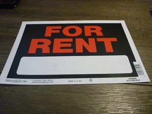 FOR RENT Red/Black Plastic Sign NOS 8"x12" - Picture 1 of 2