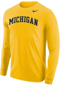 Michigan Wolverines NCAA Nike Amarillo Diseño Núcleo Manga Larga Camiseta Para Hombre GRANDE - Imagen 1 de 11