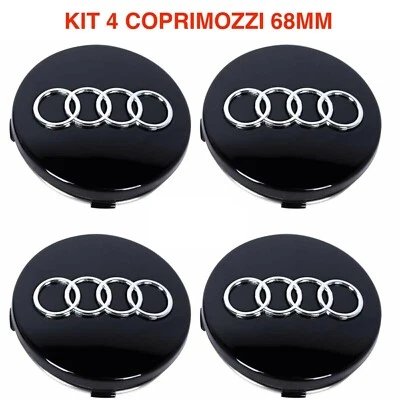 kit 4 tappi audi 68mm coprimozzo cerchi lega a3 a4 a5 a6 a8 a7 q3 q5 q7 tt nero - Bild 1 von 4