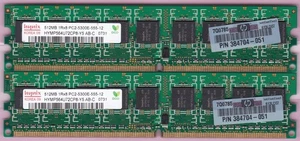 1GB 2x512MB HYNIX PC2-5300E DDR2-667 ECC KIT HYMP564U72CP8-Y5 AB-C HP 384704-051 - Picture 1 of 2