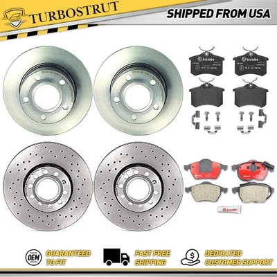 Kit de pastillas de freno delanteras traseras OE Prime Brembo rotores para Audi A6 2000 2001 Foto 1 de 4