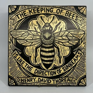 The Keeping Of Bees Is Like The Direction Of Sunbeams Thoreau Quote Block Print - Picture 1 of 3