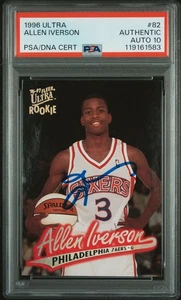 Allen Iverson 1996 Fleer Ultra Signed Basketball Rookie Card #82 Auto PSA 10 583 - Picture 1 of 2