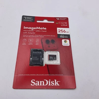 Sandisk MicroSDXC ImageMate Memory Card With Adapter 256GB 150mb/s Read NEW - Image 1 of 4