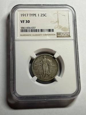 1917 Standing Liberty Quarter 25¢ Type 1 NGC VF30 Better Variety - Image 1 of 4