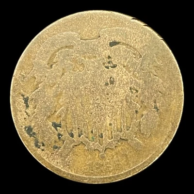 1866 Two Cent Piece 2c USA 2 Cents Antique Copper Coin - Image 1 of 3