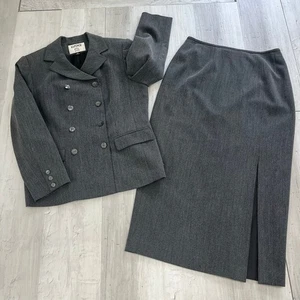 Kasper A.S.L. Petite Gray Blazer Pencil Skirt Work Business Formal 2 Piece Set 8 - Picture 1 of 17