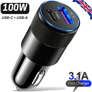 Fast Car Charger 2 USB Port Type C Universal Socket Adapter For iPhone Samsung - Picture 1 of 9