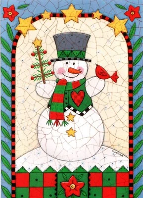 Merry Christmas Wishes Snowman Red Cardinal Sondra Greeting Card - Set of 4 - Image 1 of 3