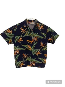 Hilo Hatties Tropical Bird Of paradise Hawaiian Shirt Boys Ocean XS Made In USA - Picture 1 of 3