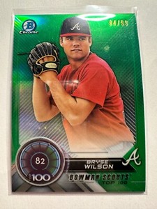K26,756 - 2018 Bowman Chrome Scouts Top 100 Green #BTP82 Bryse Wilson #/99