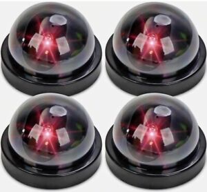 4 New Fake Security Camera Dome, 3.7x3.7x2.38 in Flashing Led Includes Mountings
