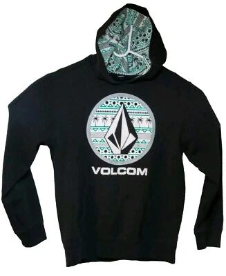 VOLCOM Coastal Hoodie Sweatshirt Pullover Black With Logo Green White Men Size M - Image 1 of 4