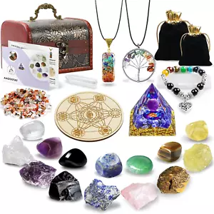 Crystals and Healing Stones,26 Pcs Healing Crystal Set for Meditation,7 Raw Chak - Picture 1 of 9