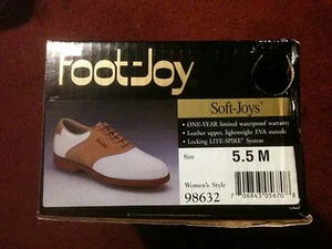 New Footjoy Soft-Joy Women's Golf Shoes 5.5 M Tan and White #98632 - Picture 1 of 8