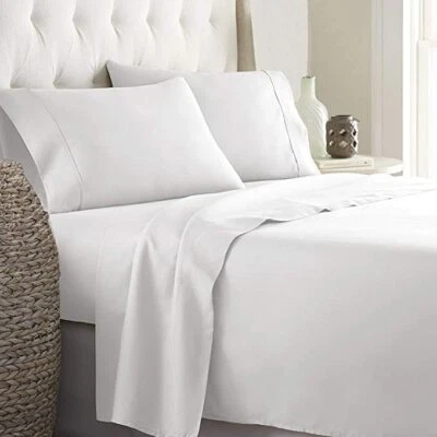 500TC New Elastic Band Premium Cotton Fitted Bed Sheet 15" Extra Deep White  - Image 1 of 4