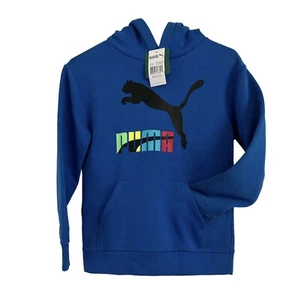Puma Kids Blue Pullover Fleece Hoodie Sweatshirt Size Medium 10-12 NWT - Picture 1 of 10