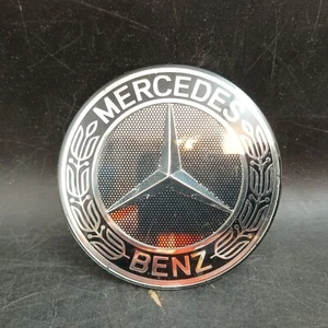 Genuine Mercedes Benz Center Cap Wheel OEM Logo Chrome Star Black 75mm - Picture 1 of 4