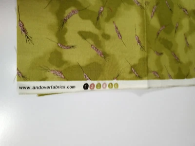 Andover Fabrics 14" x 44" Green Background with Wheat 100% Cotton - Image 1 of 2