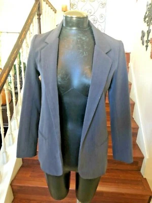 Blazer/chaqueta gris aguamarina forrada abierta bolsillo sintético talla pequeña hecha en EE. UU. Foto 1 de 4