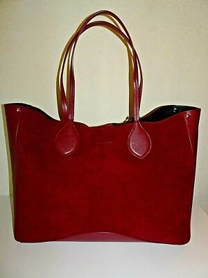 BOLSO DE MANO REBECCA MINKOFF BURDEOS ROJO CUERO/GAMUZA NUEVO CON ETIQUETAS Foto 1 de 4