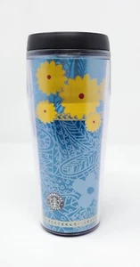 Starbucks "Vaso de verano" flores amarillas y azules brillantes 16 oz. - Imagen 1 de 4