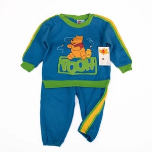 Vintage Disney Toddler 1T Track Suit Winnie the Pooh Sweatshirt Set Blue Green - Picture 1 of 11