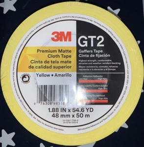 3M Premium Matte Cloth Gaffers Tape GT2 YELLOW    1.88" IN x 54.6' YD - Picture 1 of 5