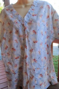 Crest Brand SCRUB TOP Size M -Sky/Clouds Background -Birds + Babies - Picture 1 of 4