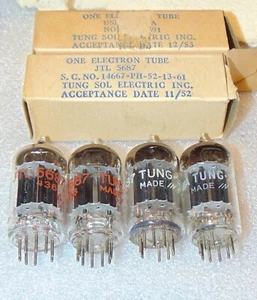 4 PIECES NOS & NIB TUNG-SOL 5687 JTL USN 5687WA +D GETTER 1950S USA 6900 E182CC - Picture 1 of 3