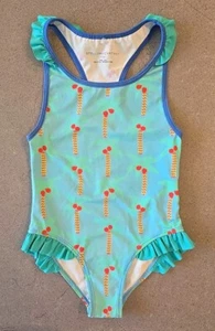 STELLA MCCARTNEY Little Girl Swimsuit Teal Palm Trees Size 6 - Picture 1 of 7