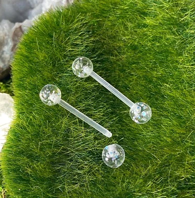 PAR de anillos flexibles para pezón o lengua con barra PTFE estilo ultra brillo SIN METAL Foto 1 de 2