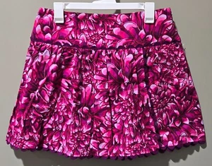 Kika Vargas Women's Size 8 Pink Mum Print Scallop Edge Faux Wrap Mini Skirt - Picture 1 of 8