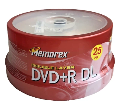 Memorex Double Layer DVD+R DL (25 Pack) 8.5GB 240Min 2.4x - New, Sealed - Image 1 of 4