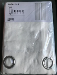 Ikea Moalina Curtains White 145 x 300cm Light Dimming PAIR Eyelets - Picture 1 of 8
