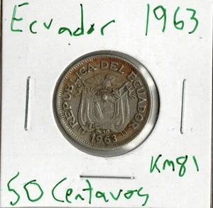 Moneda Ecuador 50 Centavos 1963 KM81 - Imagen 1 de 2