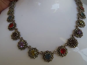 Vintage 925 Sterling Multistone Station Necklace - Picture 1 of 9