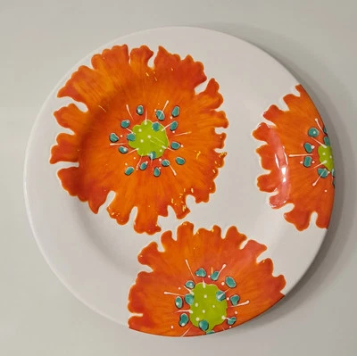 Laurie Gates Melamine Round Salad Plate Floral 8.5"D Heavyweight Orange Flower - Image 1 of 4