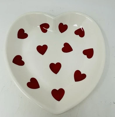 White Red Heart Valentine Day Ceramic Dish 8.5”x8.5” - Image 1 of 2