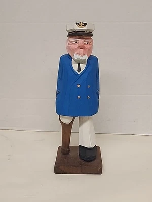 Vtg. Hand Carved Wood Folk Art Sea Captain Maritime Nautical Figure hand painted - Image 1 of 4