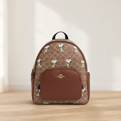 COACH X 花生庭院背包签名帆布带史努比印花插座 F/S — 第 1/4 张图片