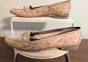 Vintage Rangoni OF FLORENCE 80's Women’s Tan Cork and Suede Flat Shoes 7AAAA - Picture 1 of 16