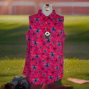 New Joseph Elliott Collection Pink Golf Top Size M Poly Spandex 4X Stretch 50SPF - Picture 1 of 13