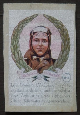 FLIGHT SUB LIEUT R A J WARNEFORD VC Great War Heroes 1915 Robert Sinclair SILK - Image 1 of 2