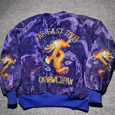 Vintage Souvenir Jacket Mens Medium Far East Tour Okinawa Japan Velvet Bomber - Image 1 of 4