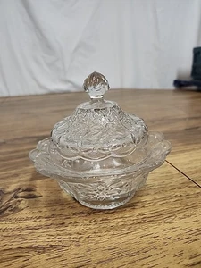 Vintage Pressed Glass Scalloped Edge Lidded Candy Dish - Picture 1 of 8