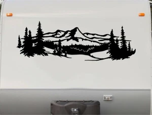 RV Camper Decal Lake Trees Mountains Motorhome Replacement TWO DECAL SET - Picture 1 of 12