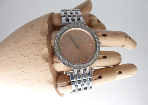 Orologio Michael Kors rosa bambini MK 3218 orologio da polso metallo argento glitter ragazza #H